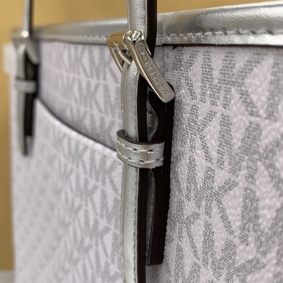 Michael Kors Signature Jet Set Girls Medium Carryall Tote Bright White Multi - Picture 6 of 16